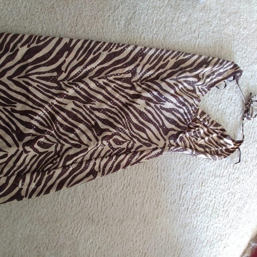 Nylon zebra halter dress